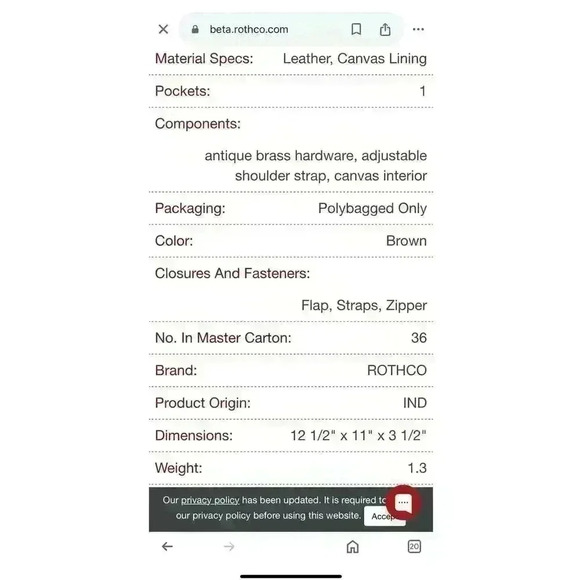 ROTHCO Brown Leather Medic Bag Hobo Tote Purse - Picture 14 of 15